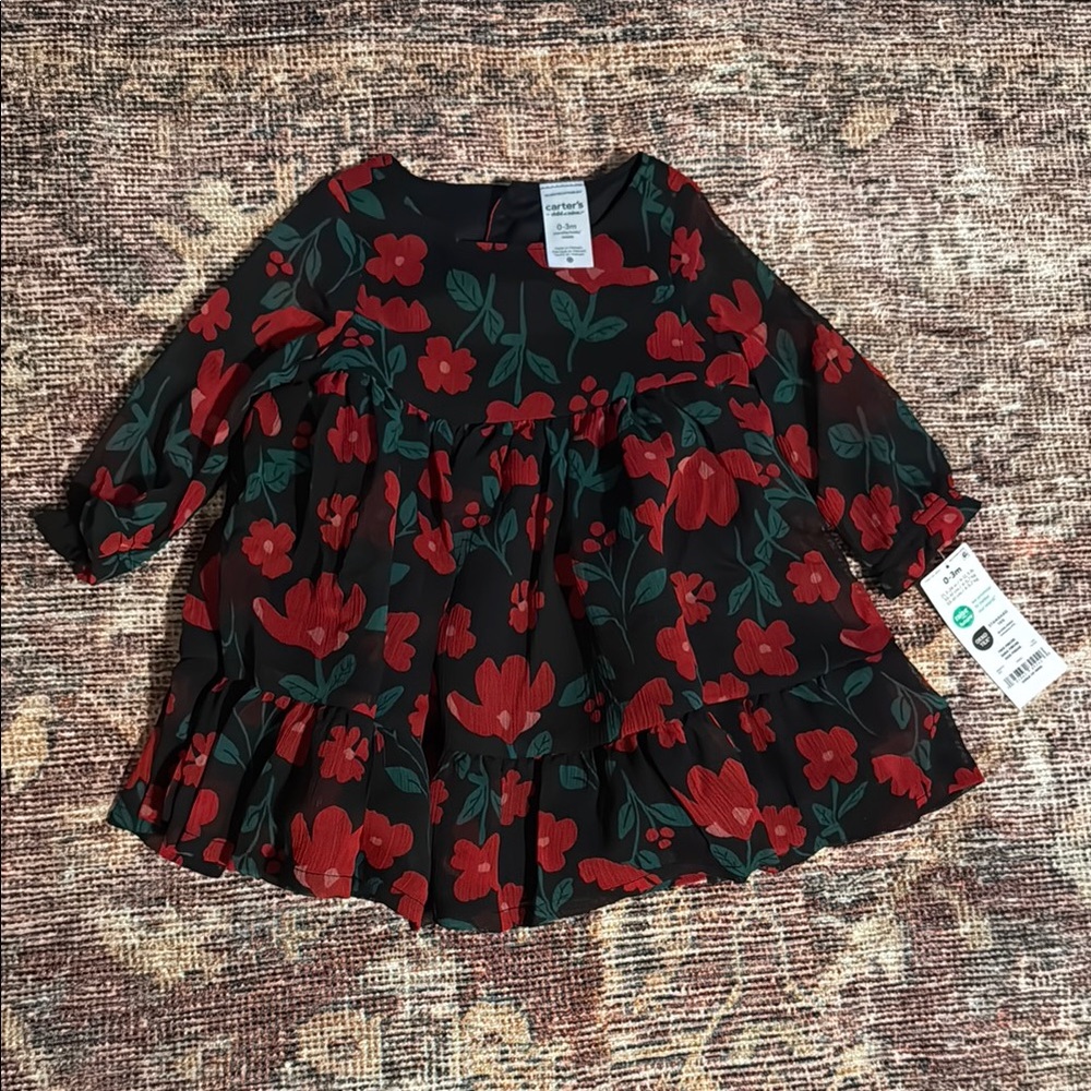 Carter's Red and Black Floral Kids Blouse